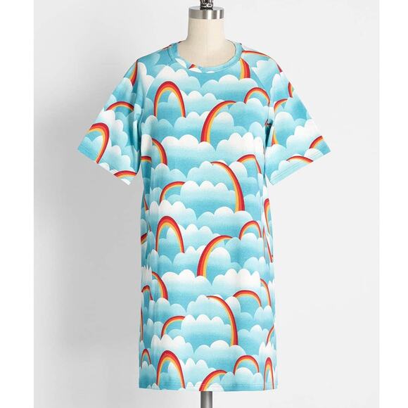 Modcloth On Cloud Mine! Rainbow T-Shirt Mini Dress - Picture 1 of 12